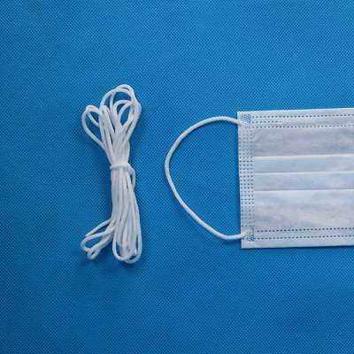 Wholesale 3mm/3.5mm/4mm/5mm/6mm round and flat earloop/ear band elastic cord for surgical face mask